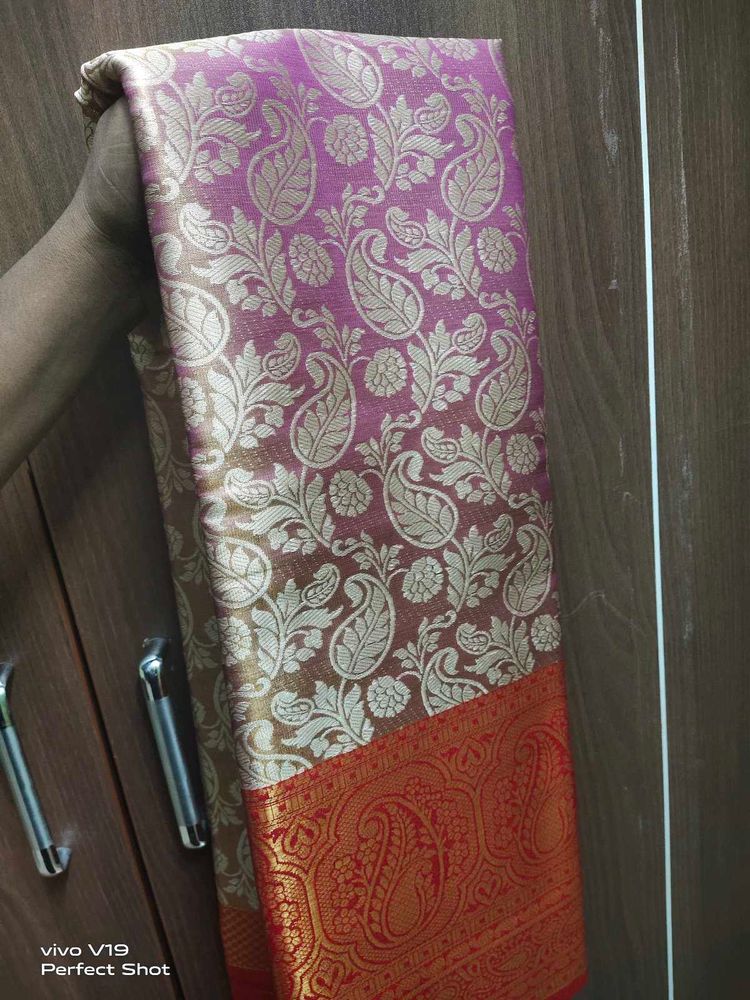 New Tissue Silk Saree With Aari Work Blouse