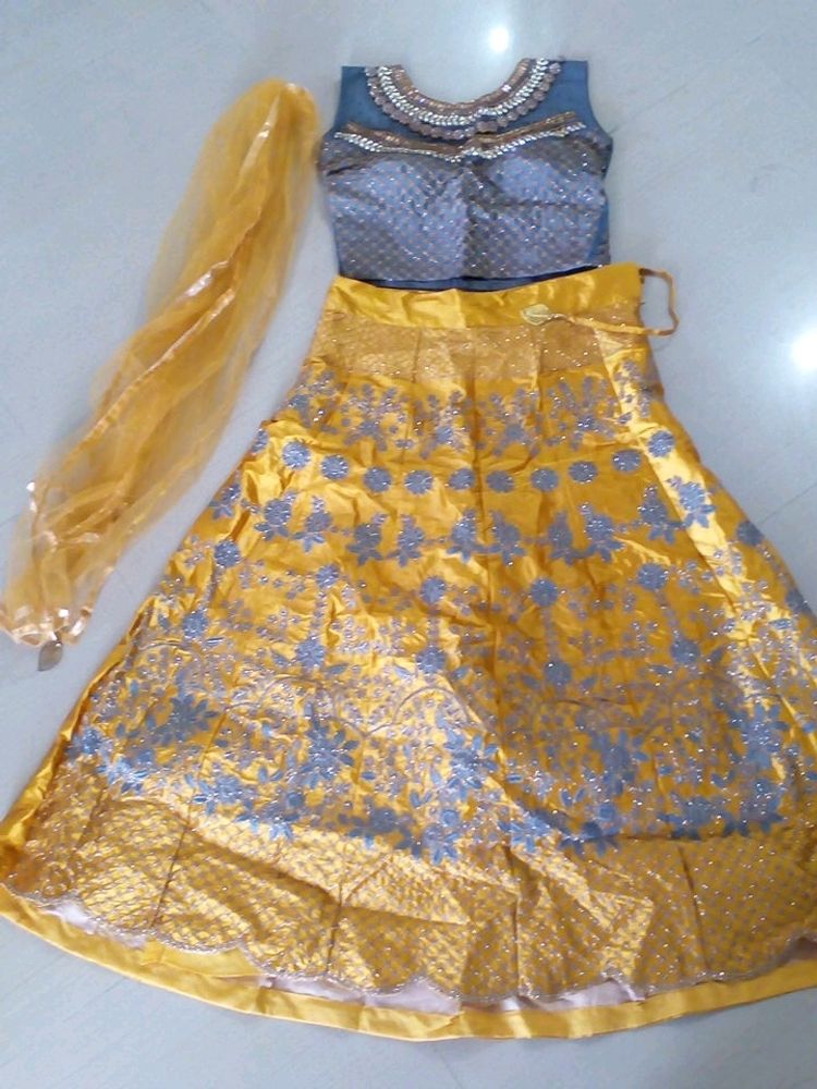 Totally Dimiond Work Lehnga Choli Haldi Function