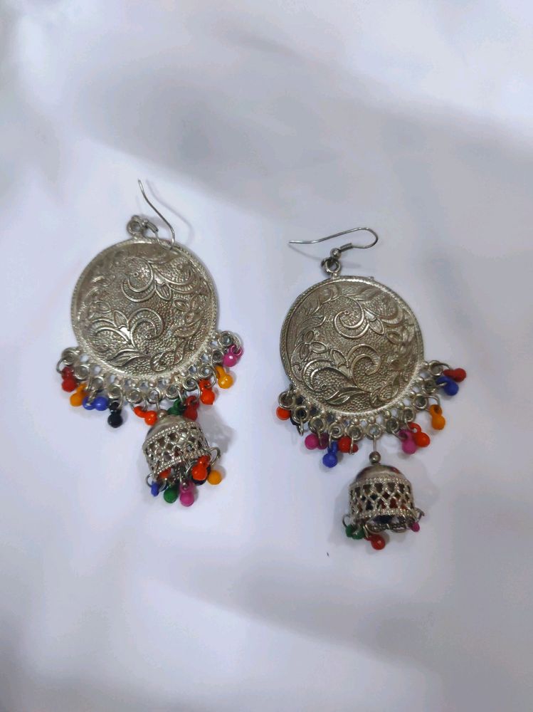 Rajasthani Style Multicolored Metal Jhumka