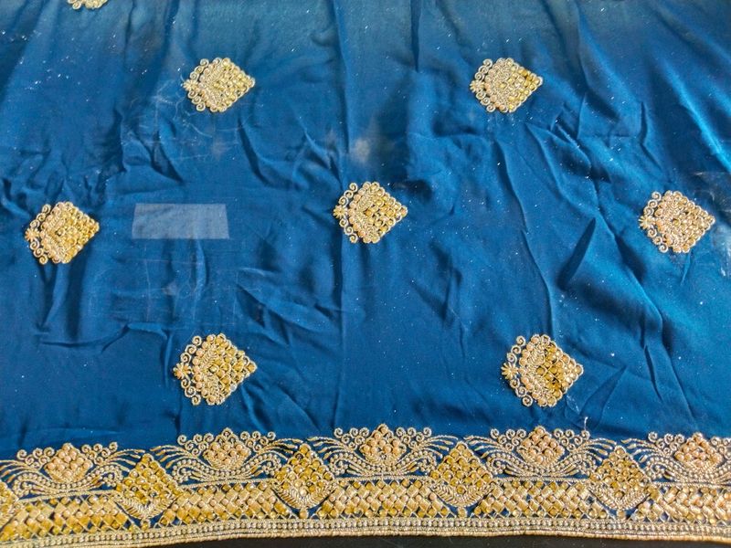 Embroidery Saree With Blouse And Stone