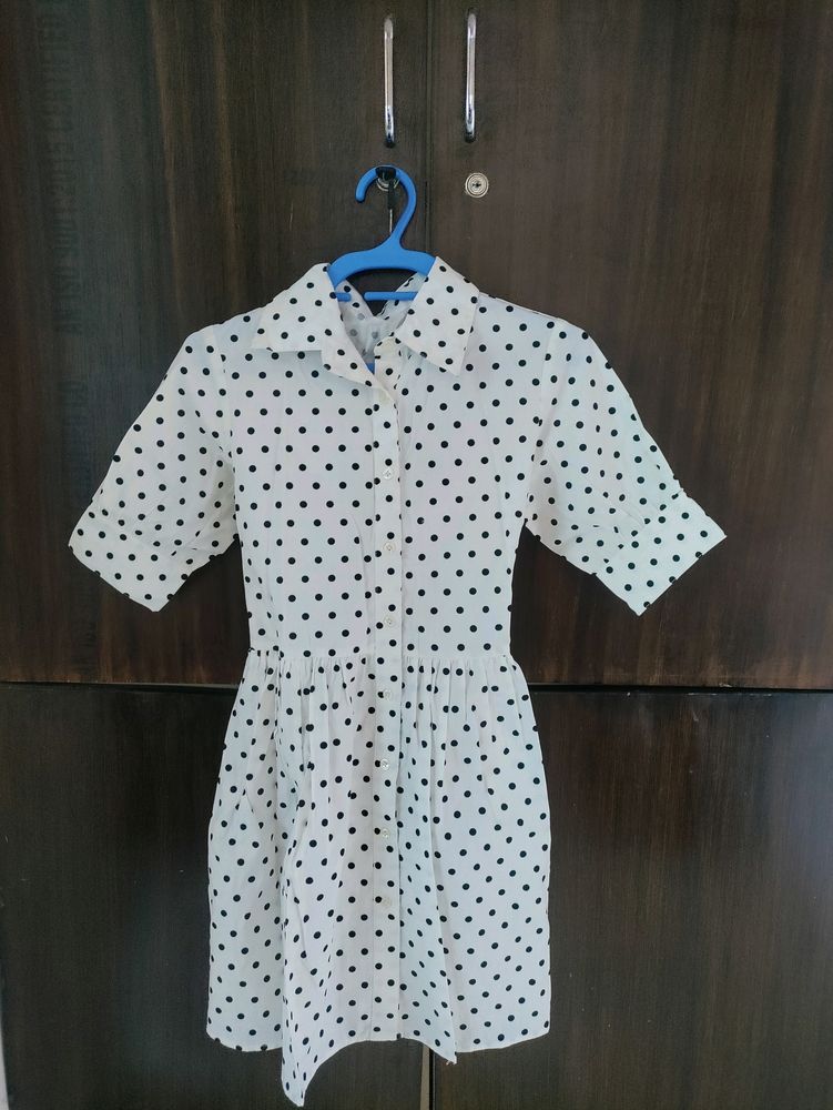 Classy Cotton Polka Dress