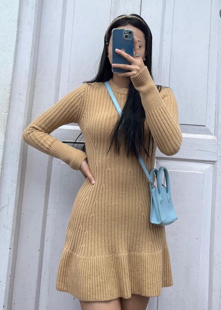 Solid Ribbed Knit Dress