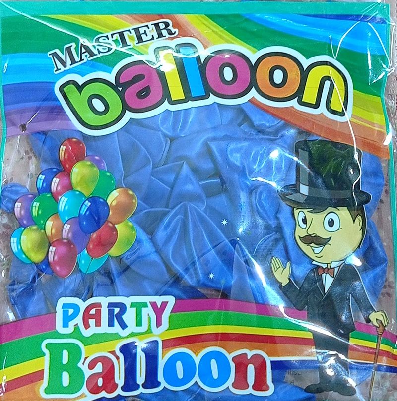 100 Pcs Blue Colour Metallic Balloon