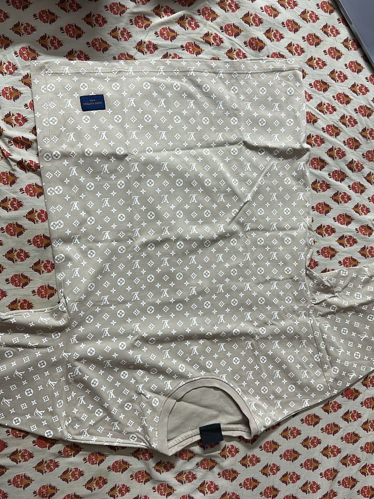 LV Beige Drop Shoulder Tshirt