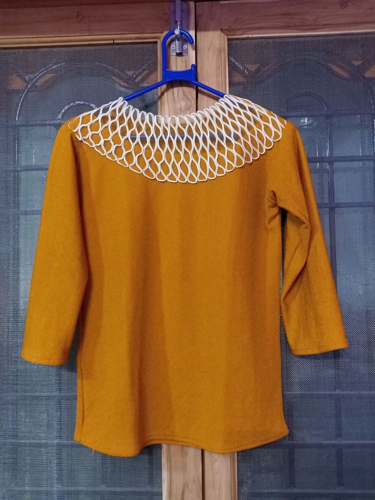 Mustard Yellow High Neck Top (Size: M)