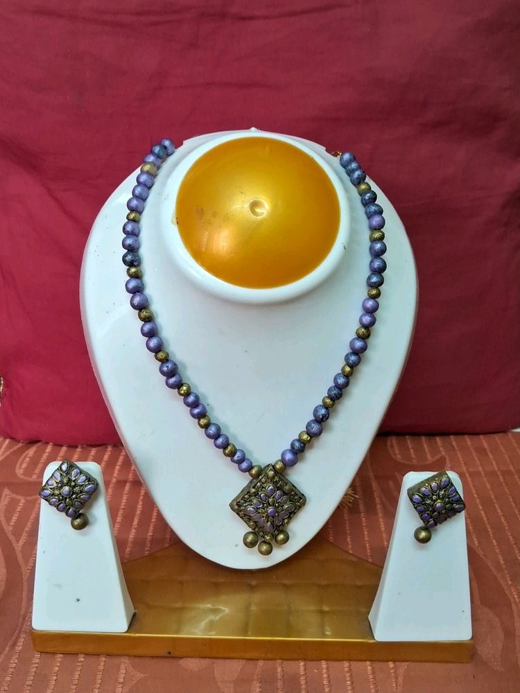 Handmade Terracotta Lavender Jewell Set