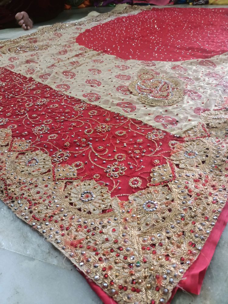 Wonderful Red And Golden Saree