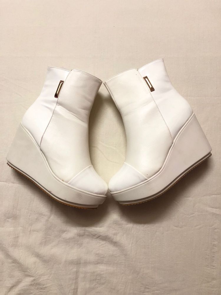 White-Off-White Heeled Boots