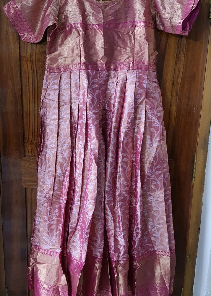 Onion Pink Pattu Long Frock