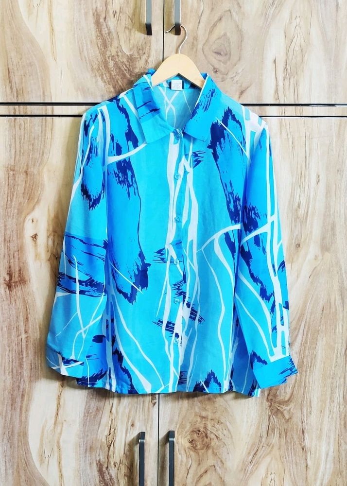 Blue Colour Printed Shirt Size-44