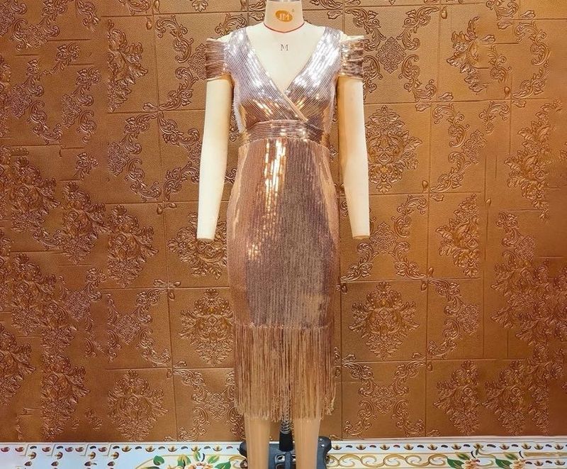 Gold Sequinned Cocktail Dress