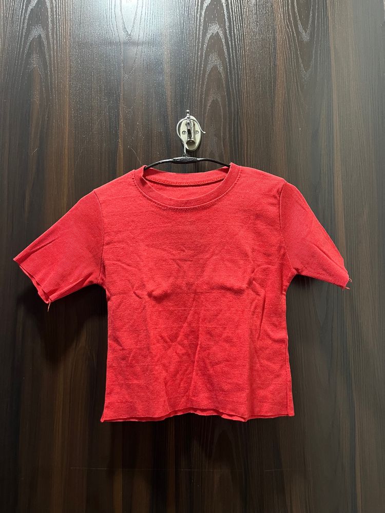 Red Basic Crop Top