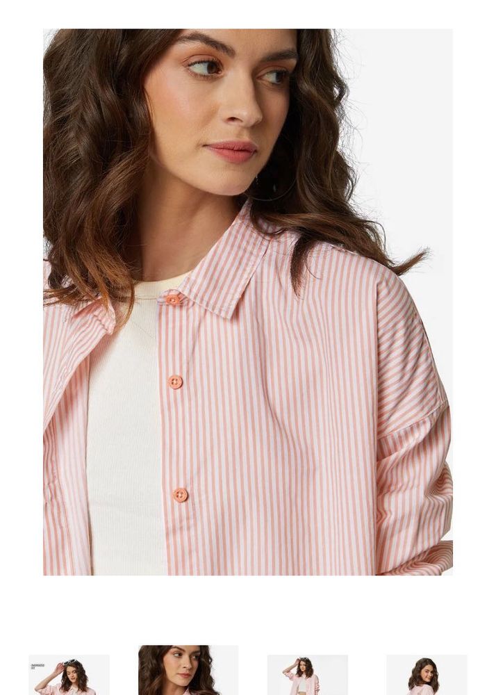 Peach Striped Boyfriend Fit Shirt