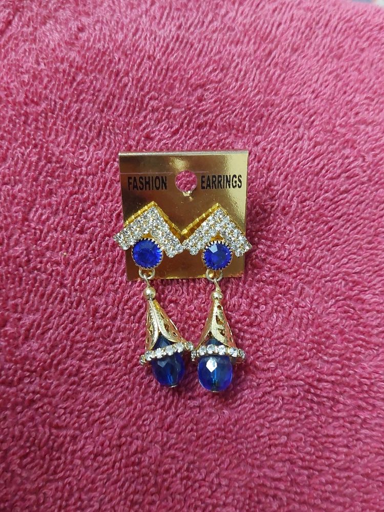 Beautiful Combination Of Blue N Golden Earing