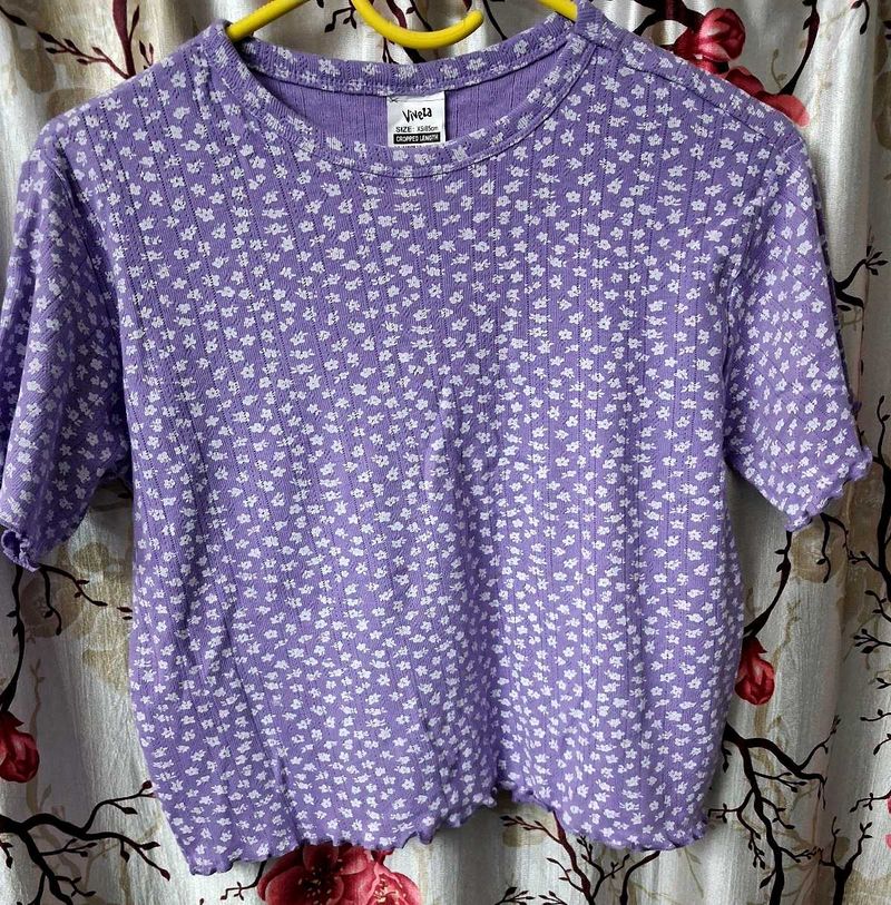 Lavender Color Women Casual Crop Top