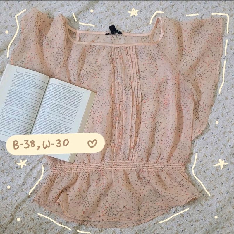 Peach Korean Mesh Top ❗️PRICE DROP❗️