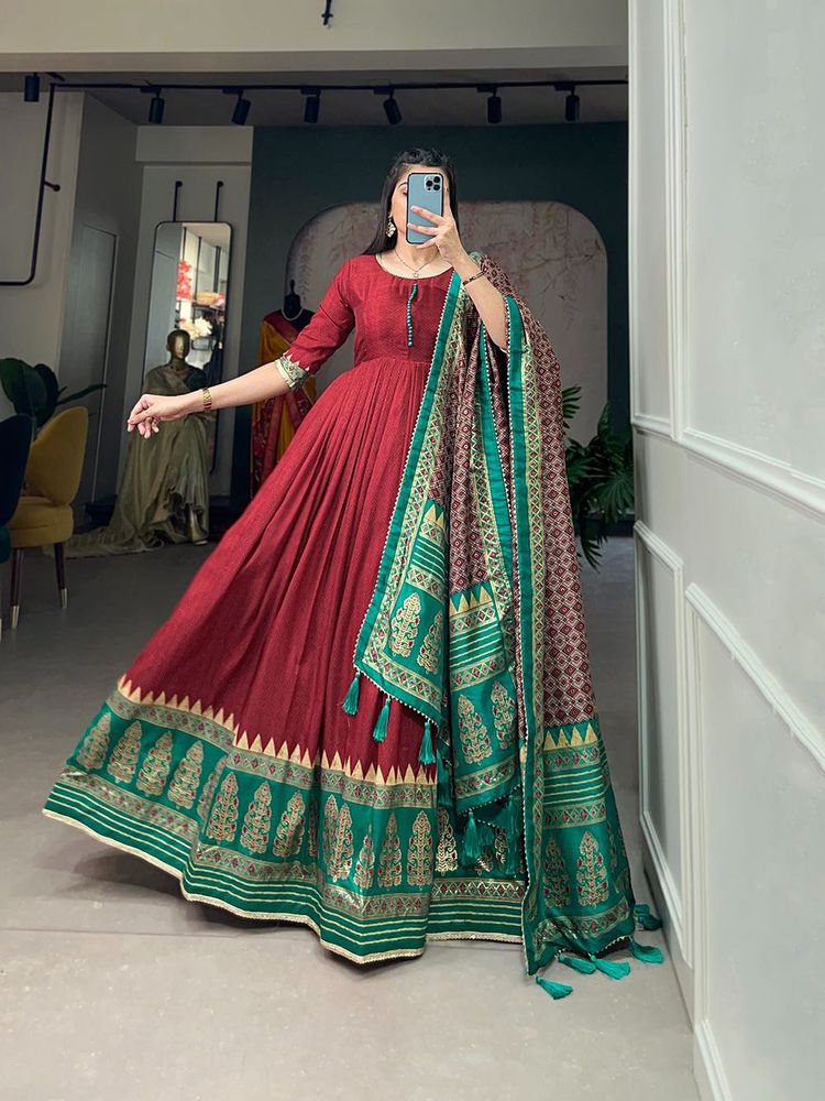 Elegant Gown With Dupatta