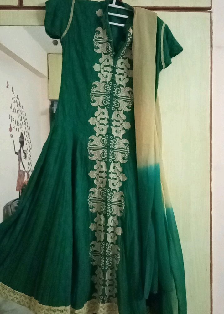 Green Colour Kurta With Dupatta