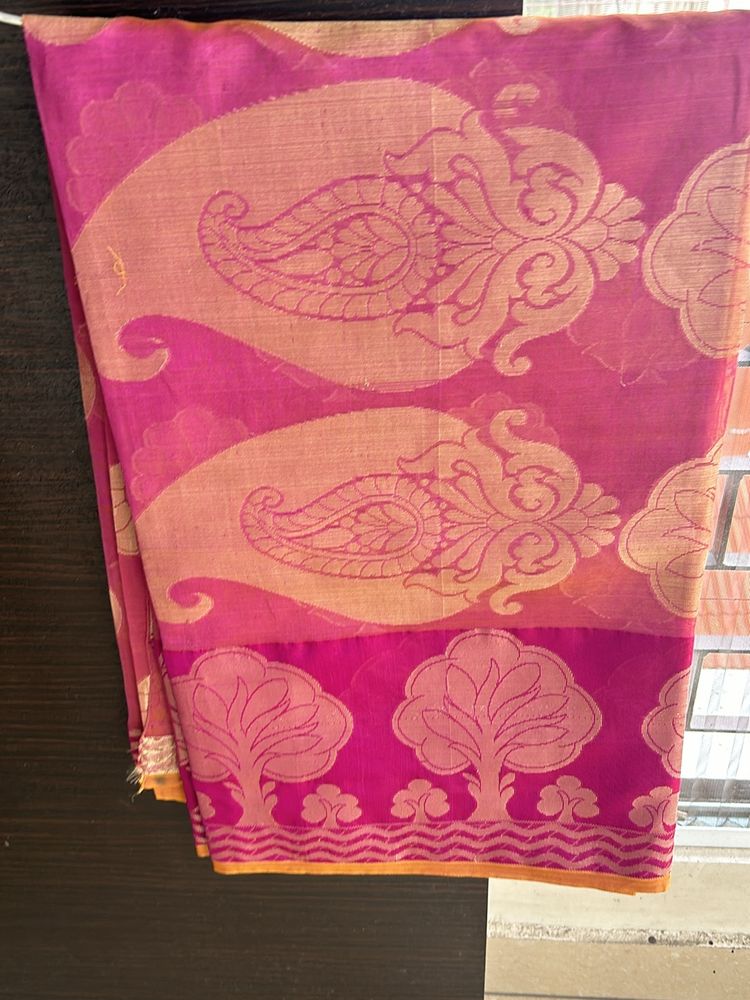 Magenta Kota Doria Saree