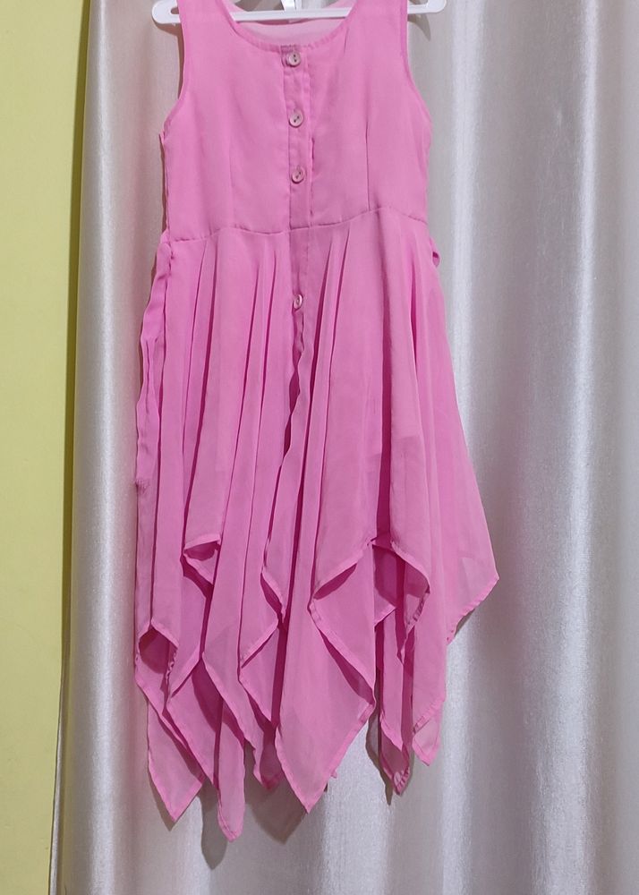 Girls Pink High Low Frock