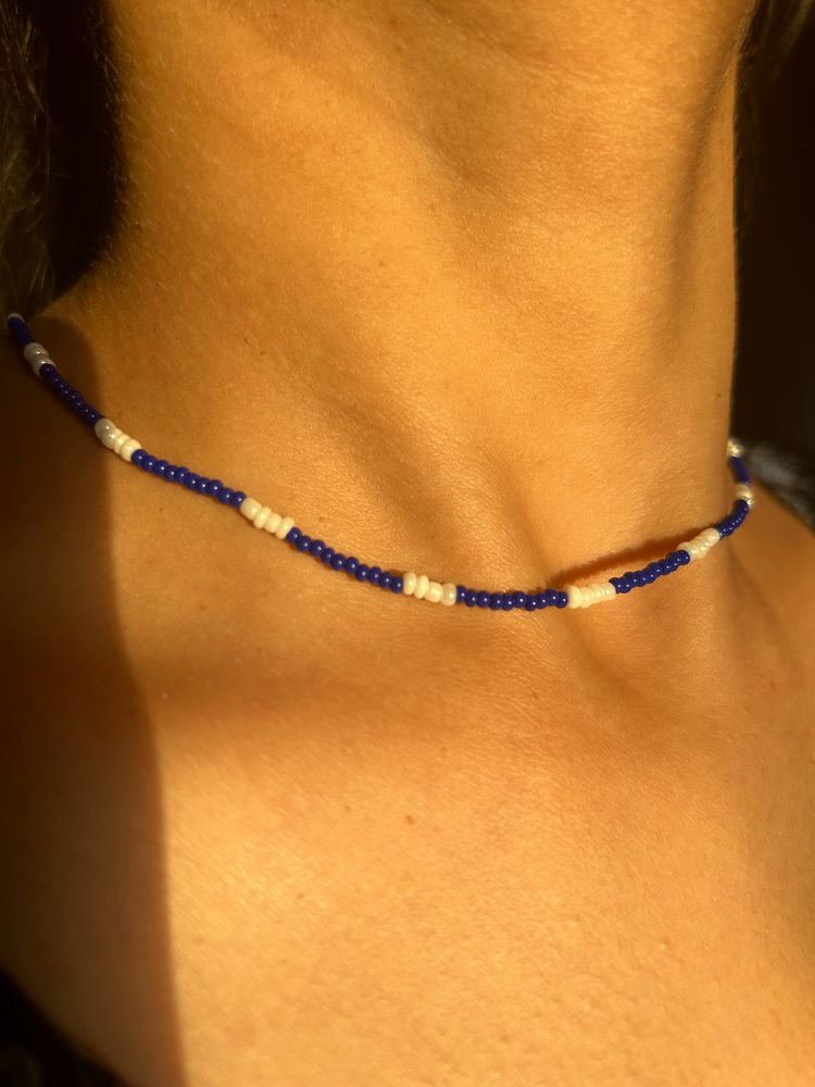 Blue White Beads Chain