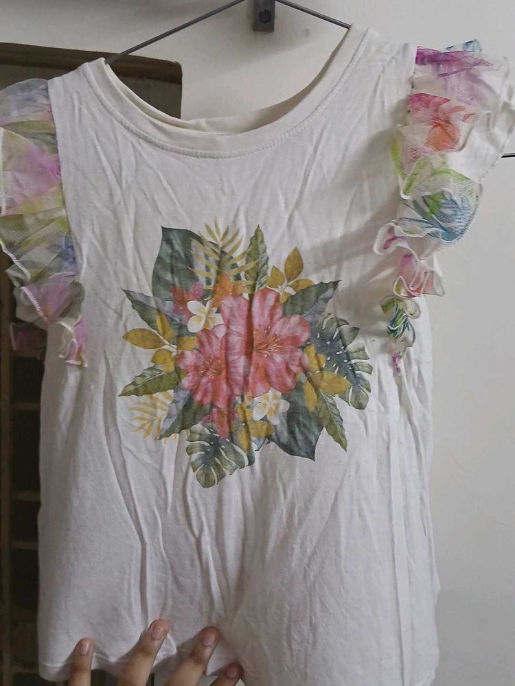 Multi Colour Flower Top For Girls