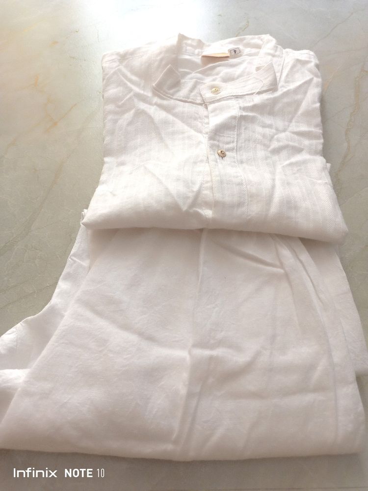 2-4 Yrs Pure White Cotton Kurta Pyjama