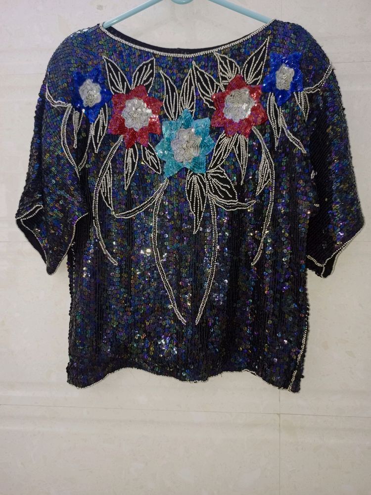 Multi Colour Shiny Sequin Top For Women's