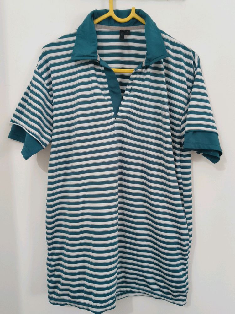 Striped Collar Neck Tshirt