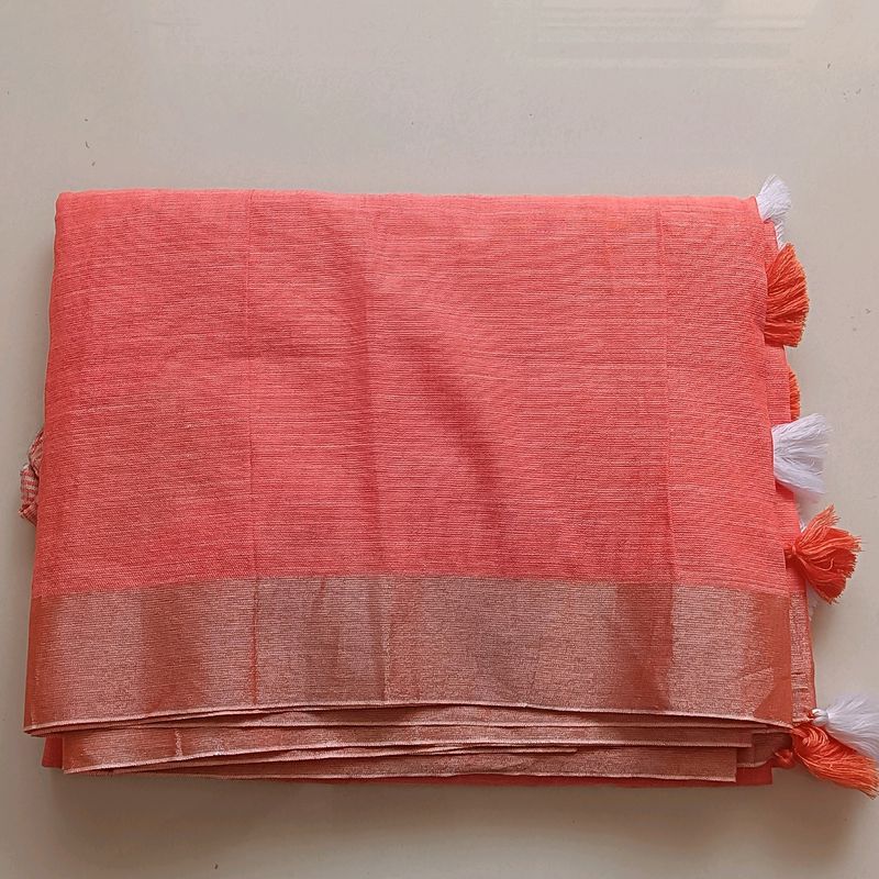 Lenin Blend Coral Colour Saree