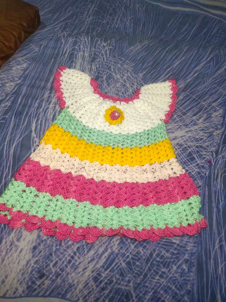 Kids Girls Winter Handknit Crochet Dress New