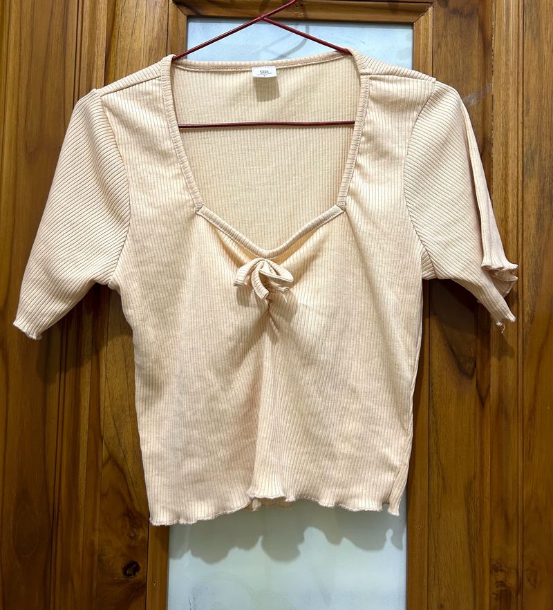 Cream Regular Crop Top