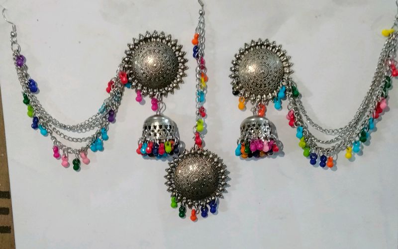 Oxidised Mang Tikka With Earing