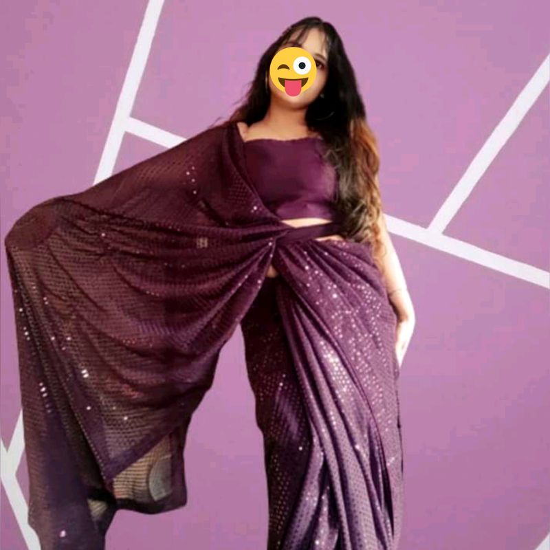 Purple ReadyWear Saree