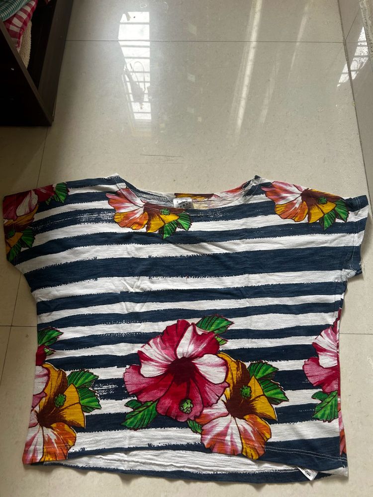 Striped Floral Crop Top