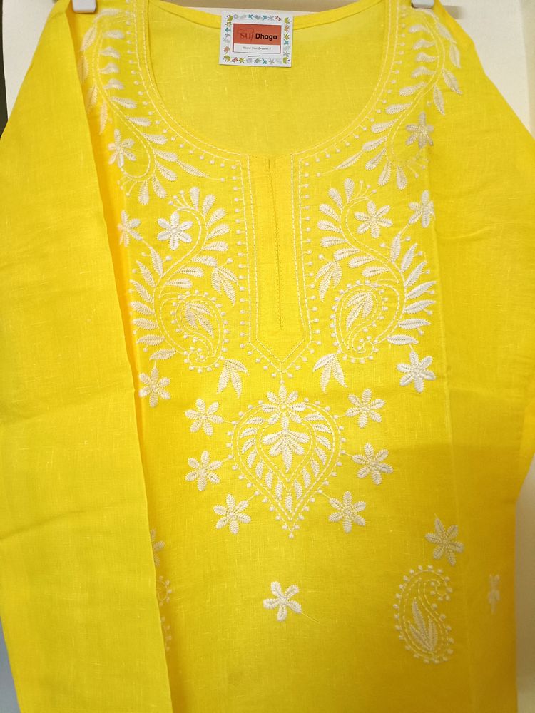 Stitched Cotton Kurta With Chikanwork