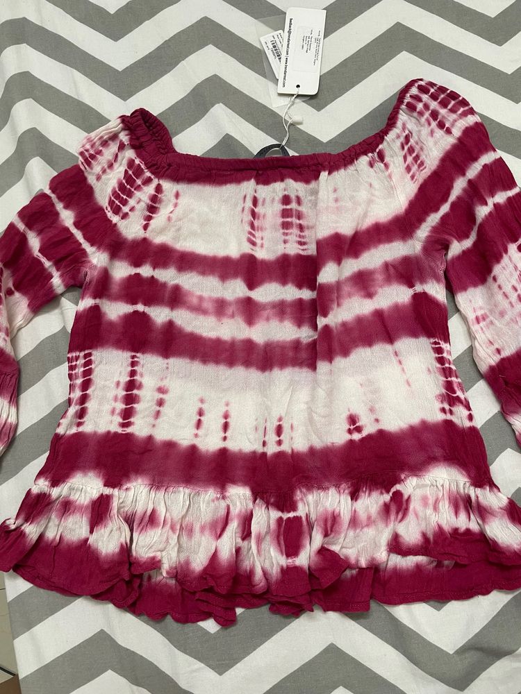 Pink And White Tie Dye Top With tag