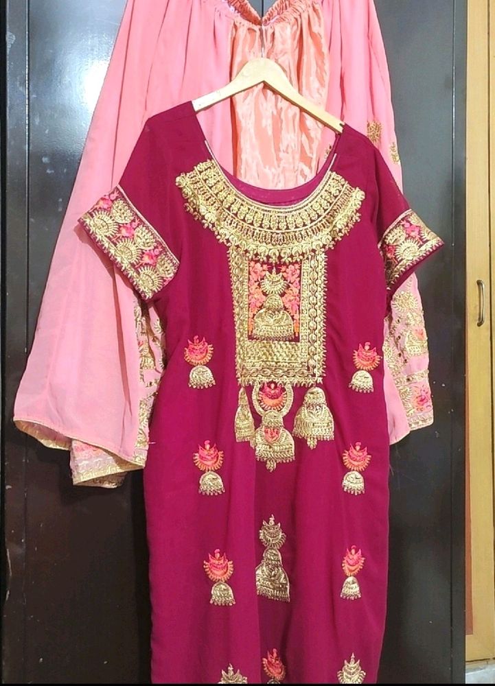 Rose Rani Plazo Suit With Dupatta For 46 Bust