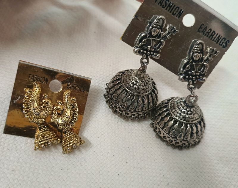 Set Of 2 Earrings (Peacock And Lord shiv Design)