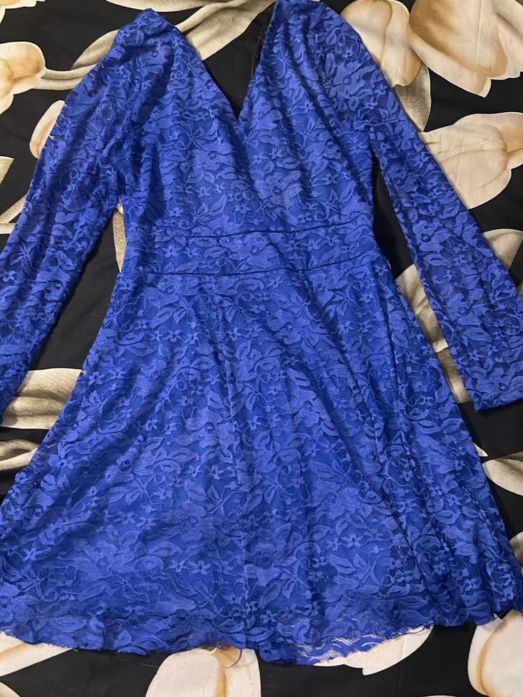 Blue Lace Mini  Dress