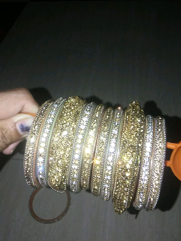 Gold Diamond Bangles Set 2/4