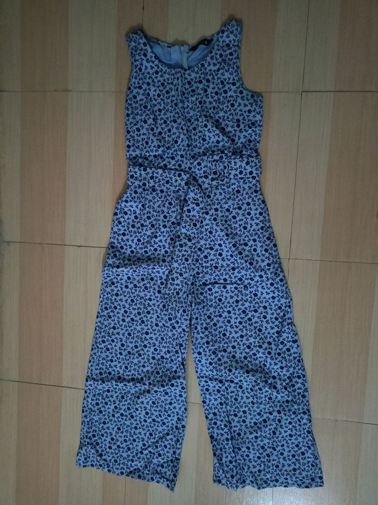 Blue Floral Printed Jumpsuit