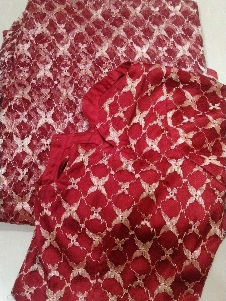 Maroon Net saree