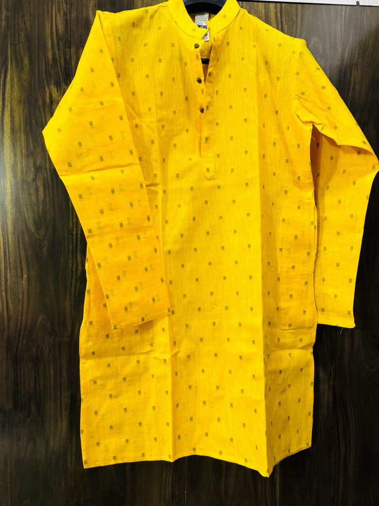 Haldi Yellow White Kurta Pajama