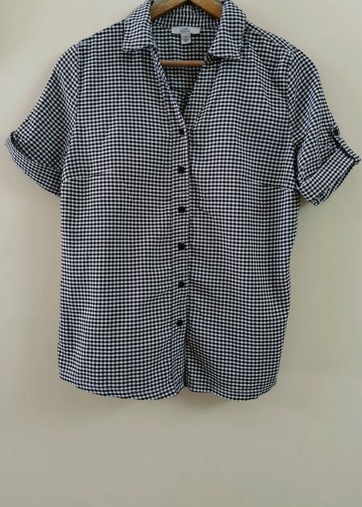 Black and White Checkered Button-Up Shirt