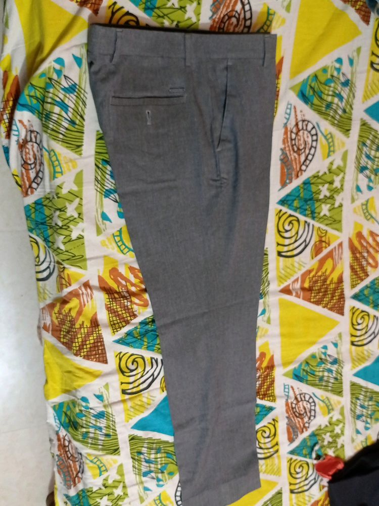 Mens Slim Grey Viscose Rayon Trouser