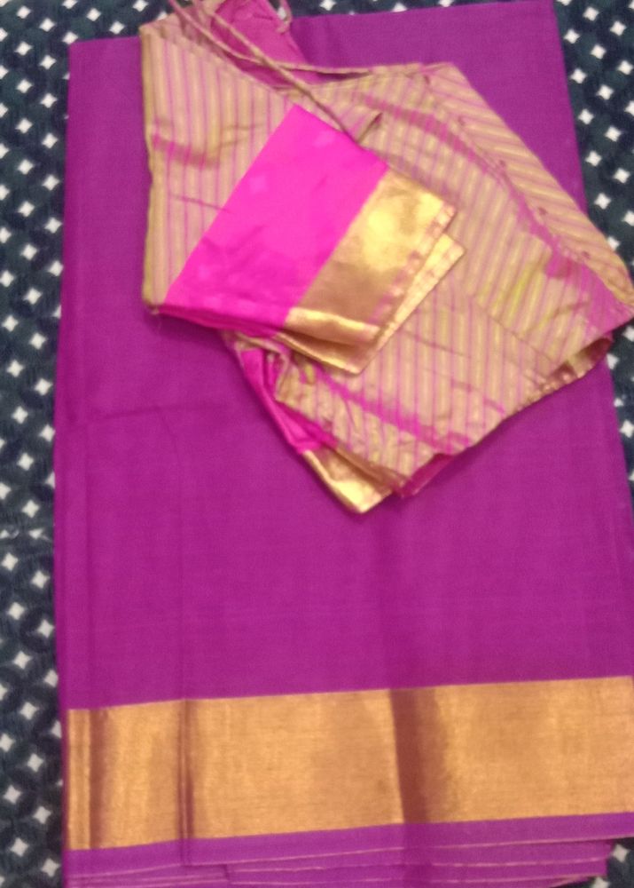 Cotton Saree With Stitched Blouse❤️