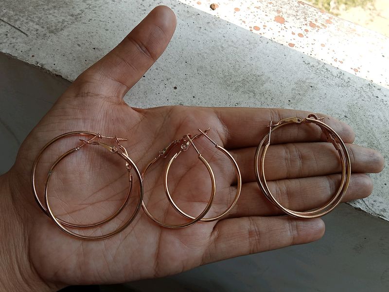 Three Pair Golden Hoops From Max