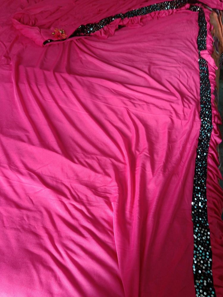 Pre-plit Pallu Pink Saree