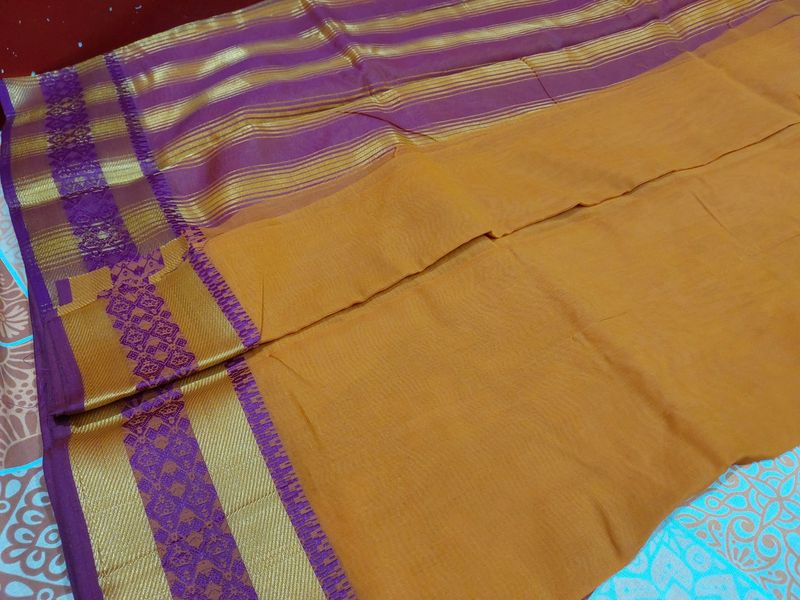 Mustard Women's Cotton Saree